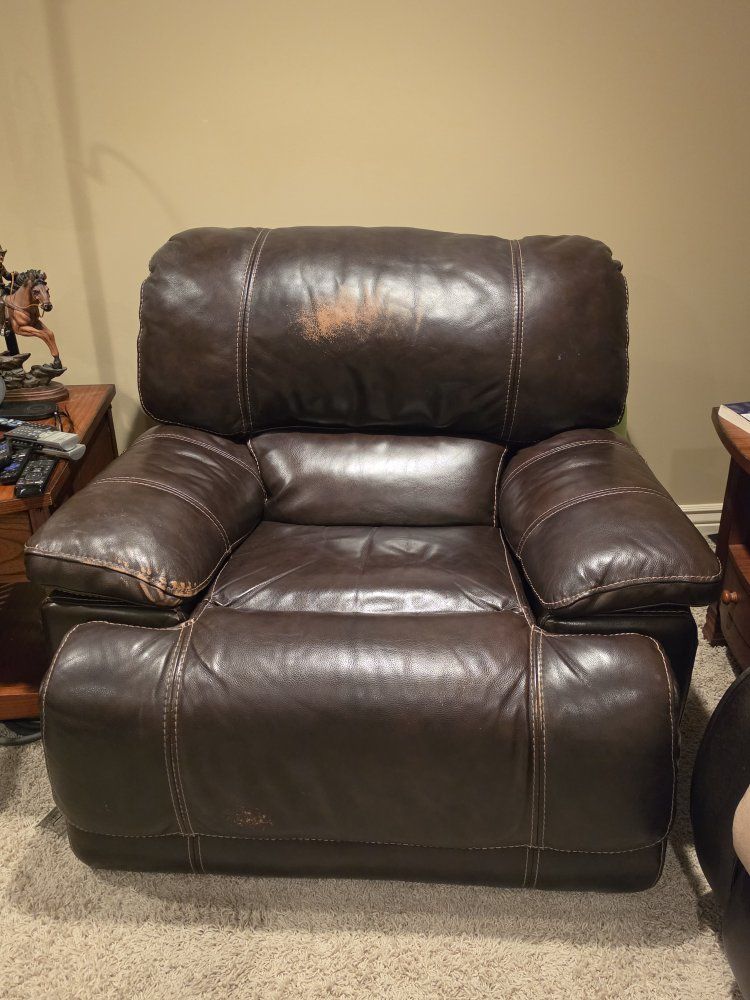Set of 2 Faux Leather Reclining Armchairs - Dark Brown