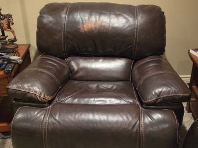 Set of 2 Faux Leather Reclining Armchairs - Dark Brown