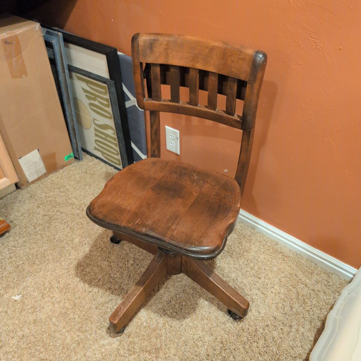 antique wooden swivel chair
