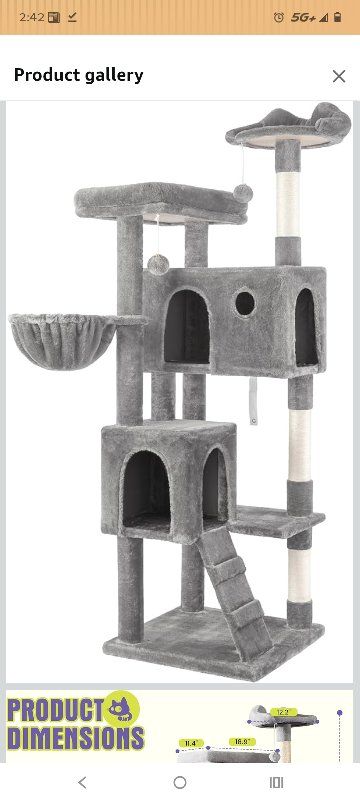 WEEWAY 63in Cat Tree Tower for Indoor Cats, Multi-