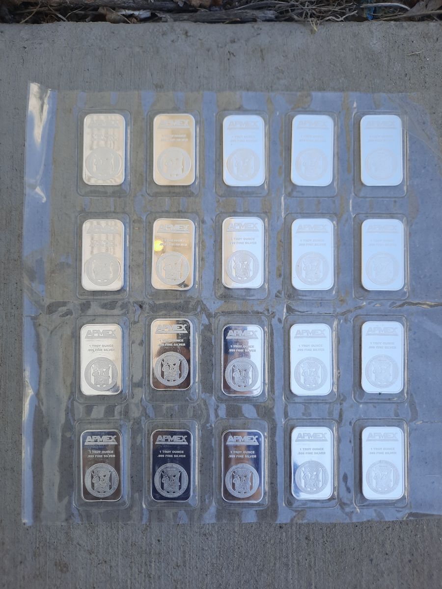 APMEX 1 Troy Ounce .999 Fine Silver Bars - Sheets of 20 (I have 5)