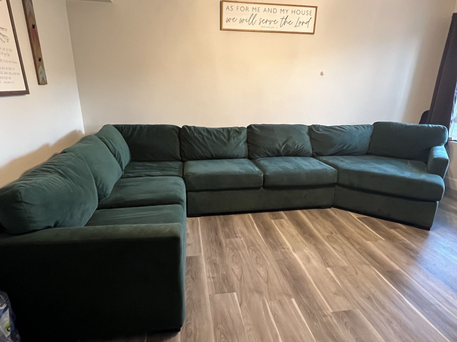 Large Dark Green Velvet Sectional Sofa