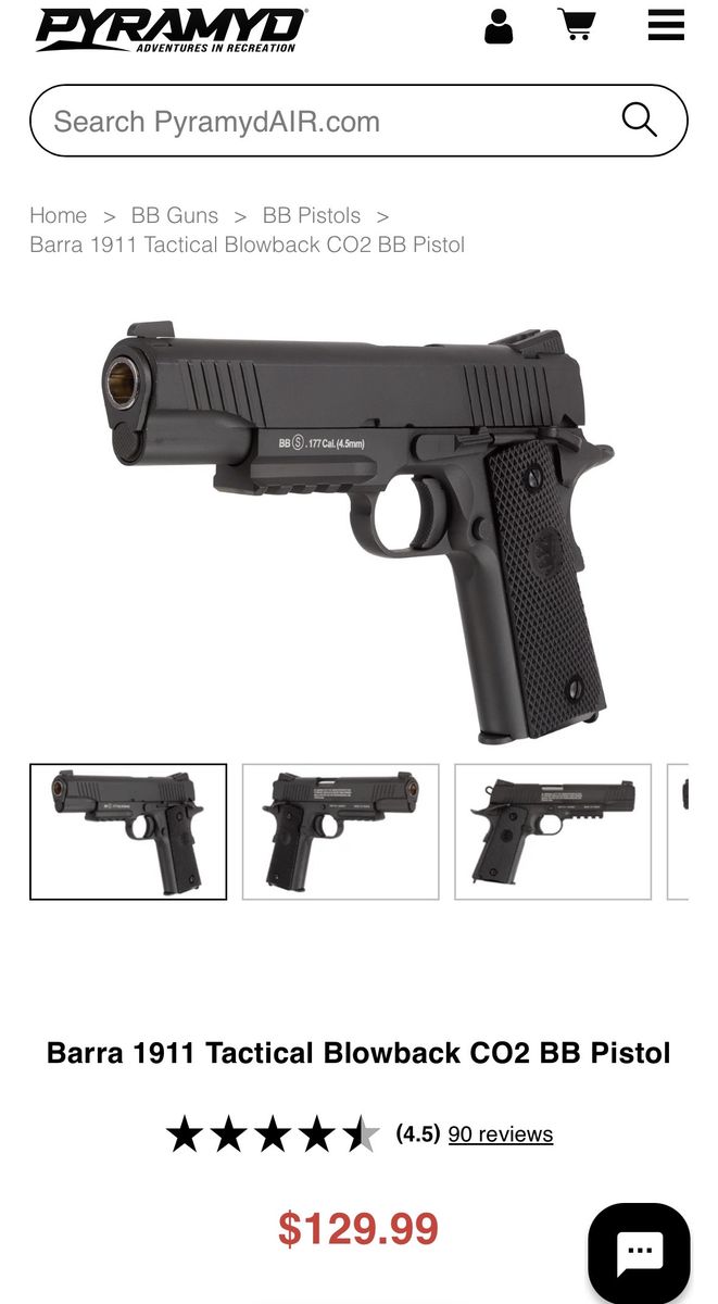 Barra 1911 Tactical Blowback CO2 BB Pistol