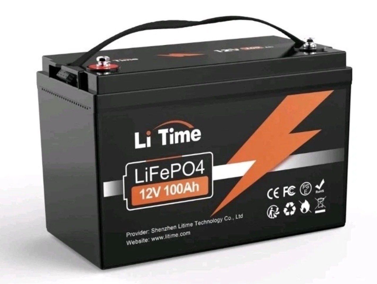Litime 12V 100Ah LiFePO4 Lithium Battery 100A BMS 4000-15000 Cycles for RV Solar