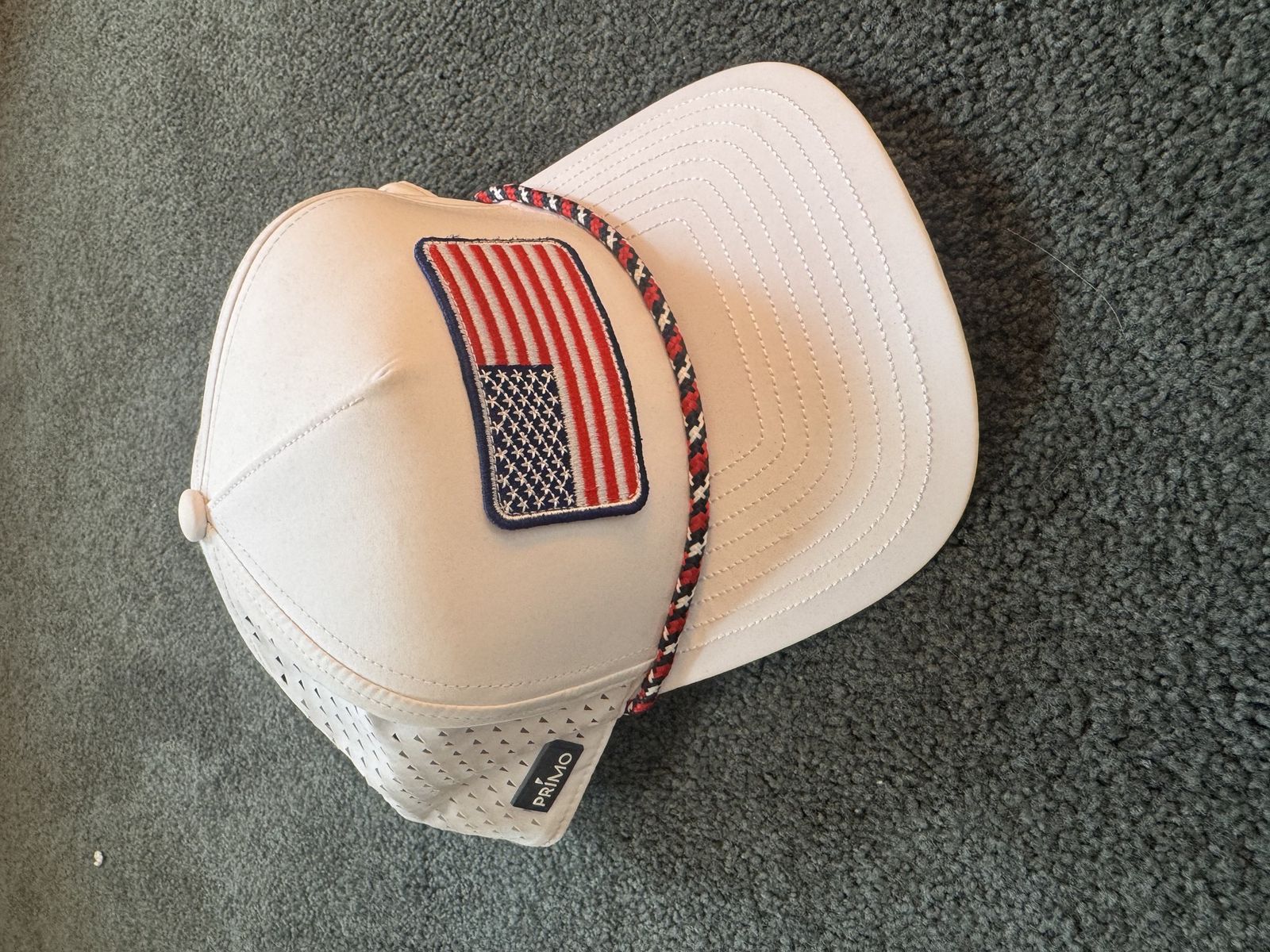 Primo Golf Hat - American Flag Rope Snapback S/M White NEW