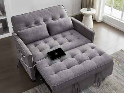 Convertible Sleeper Chair Sofa Bed with USB Charging Port - Grey brand new