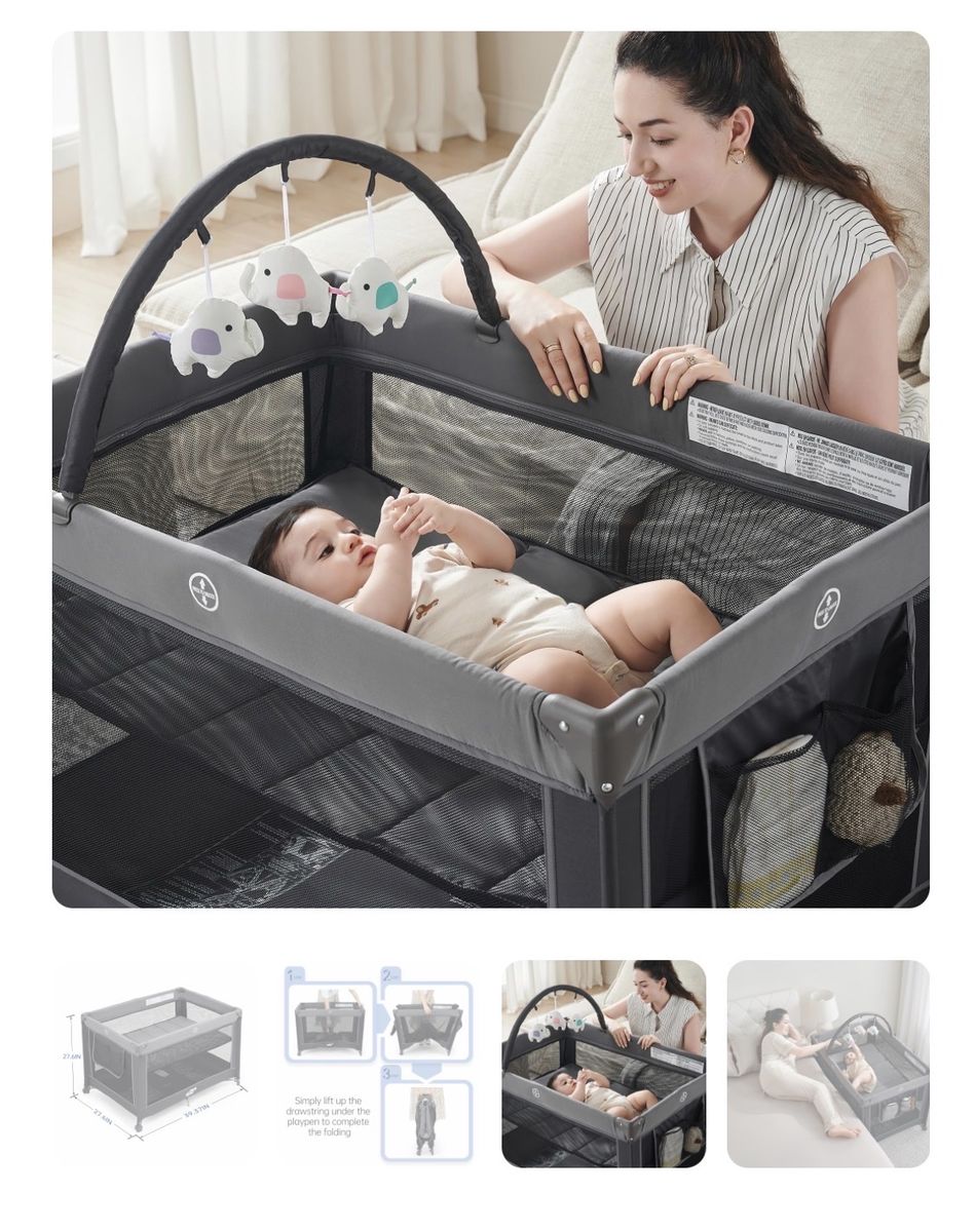 Pamo Babe Portable Playpen Foldable Playard Portable Crib for Baby Toddlers new in box