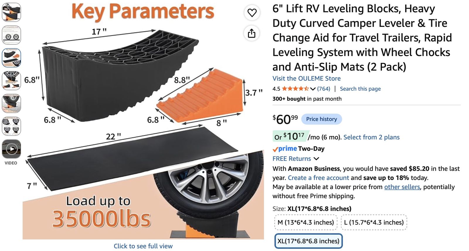 Ouleme 6" Lift RV Leveling Blocks