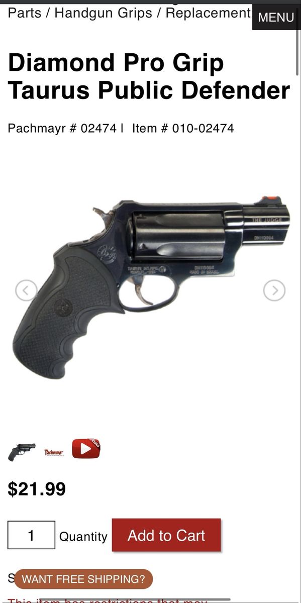 Diamond Pro Grip Taurus Public Defender