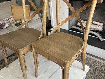 Set of 2 Wooden Dining Chairs with X-Back Design