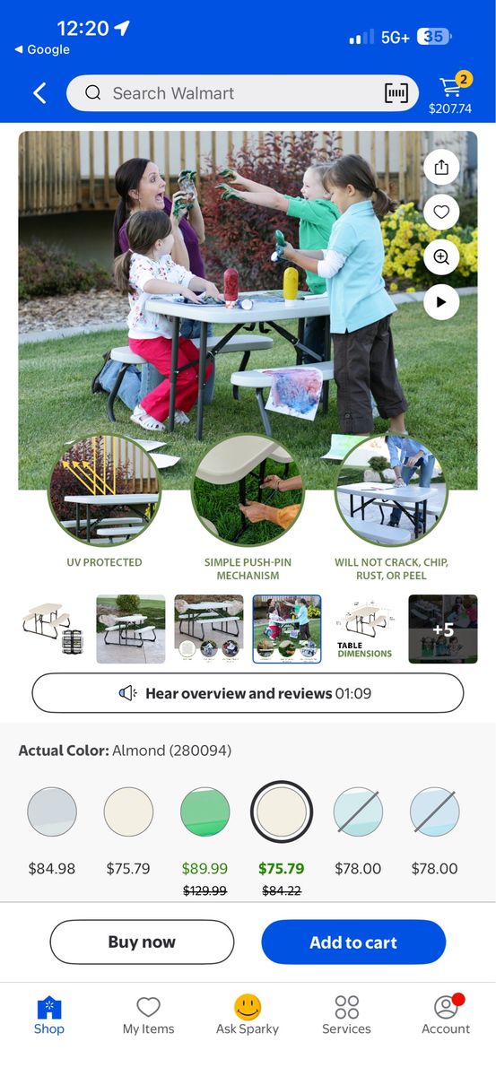 Lifetime kids picnic table. Seats 4 kids