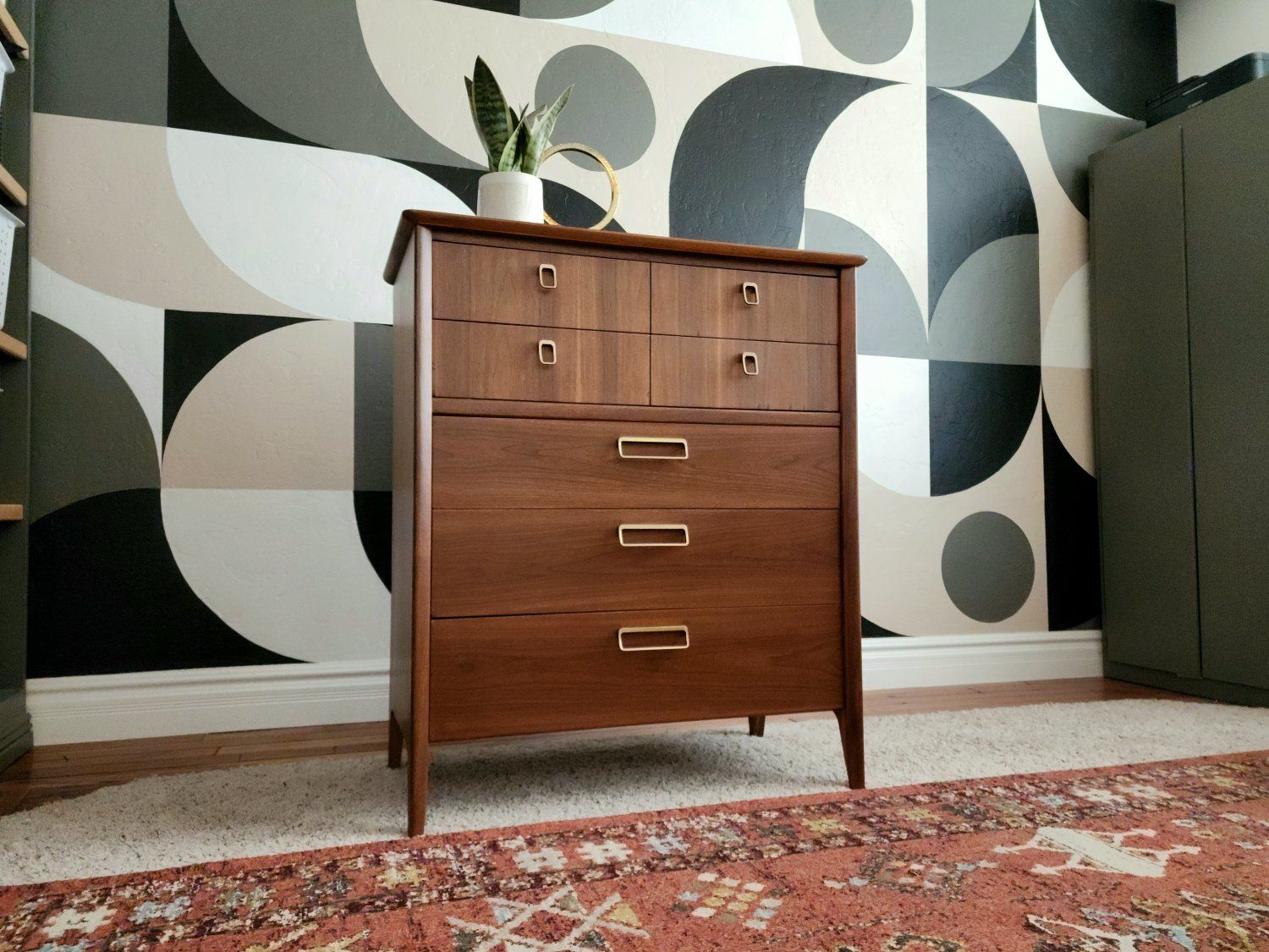 Stunning Walnut Drexel Tallboy MCM Dresser