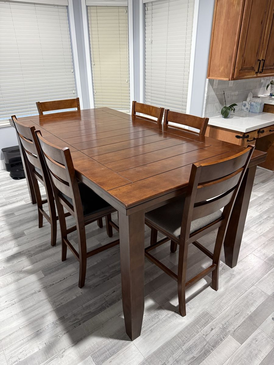 9-Piece Counter-Height (Pub Style) Dining Table Set with 8 Chairs - Sturdy Wood