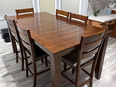 9-Piece Counter-Height (Pub Style) Dining Table Set with 8 Chairs - Sturdy Wood