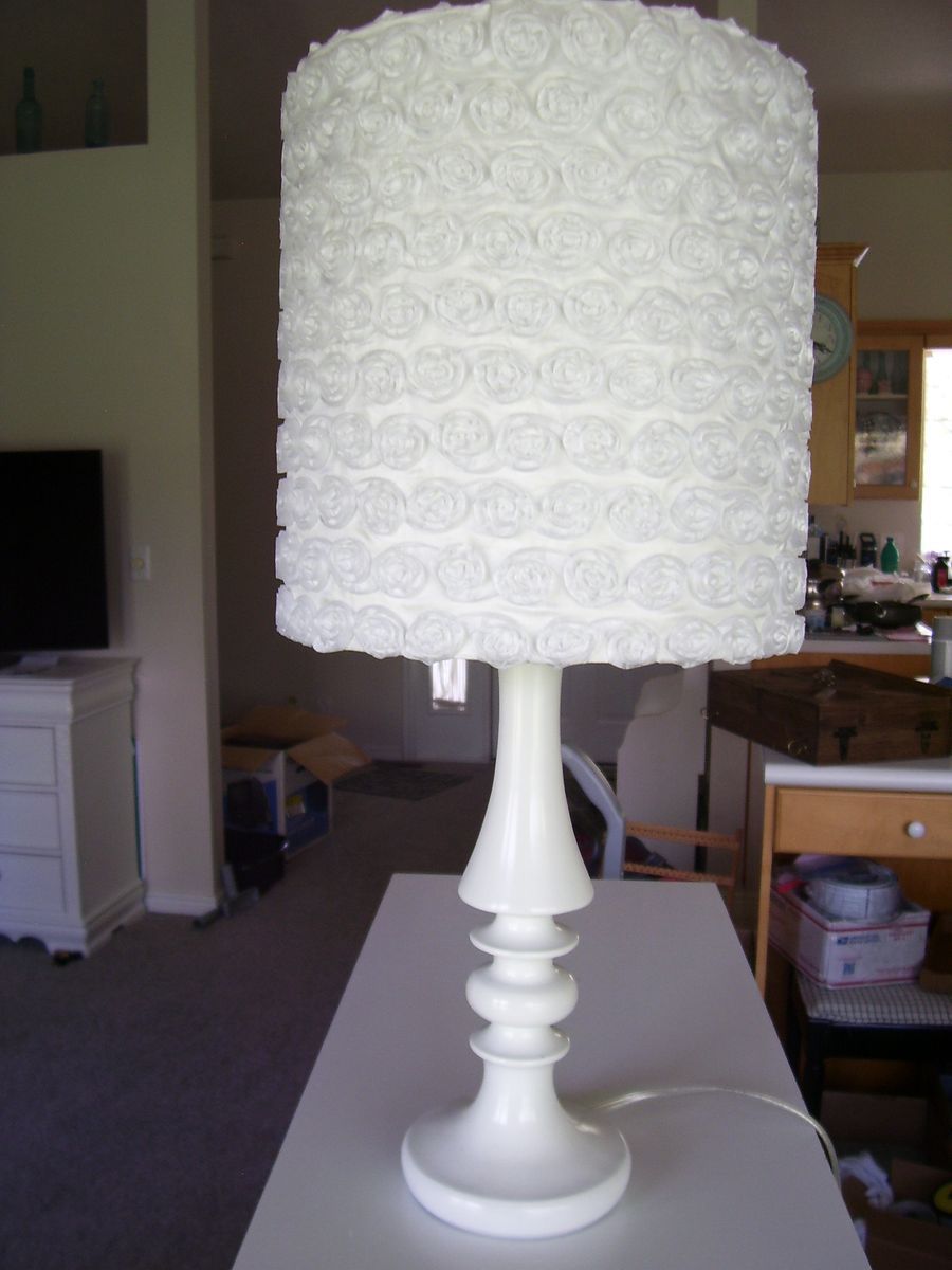 White Lamp Girl Floral Rose Shade