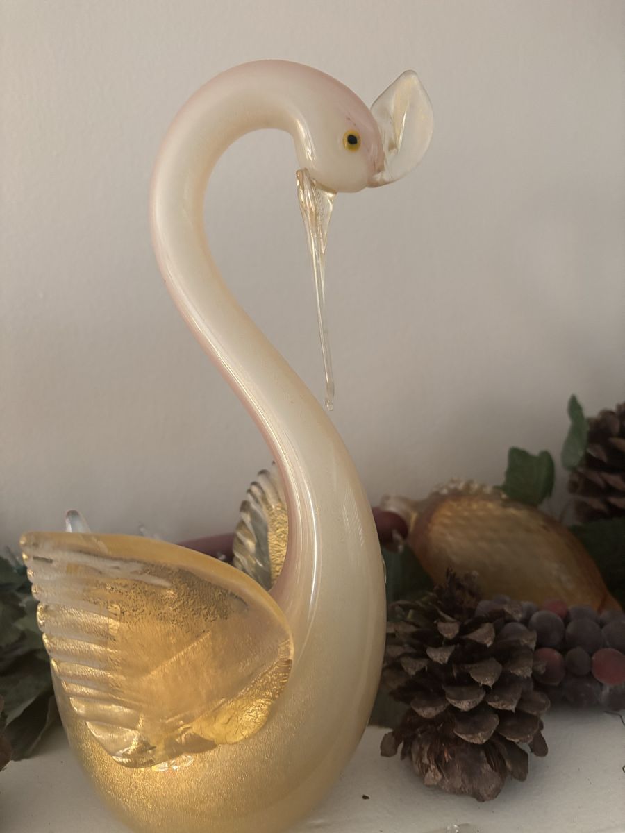 Hand blown glass swan