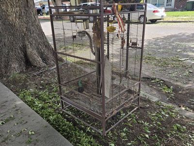 Large Metal Bird Cage with Play Top and Accessories - Used Condition
