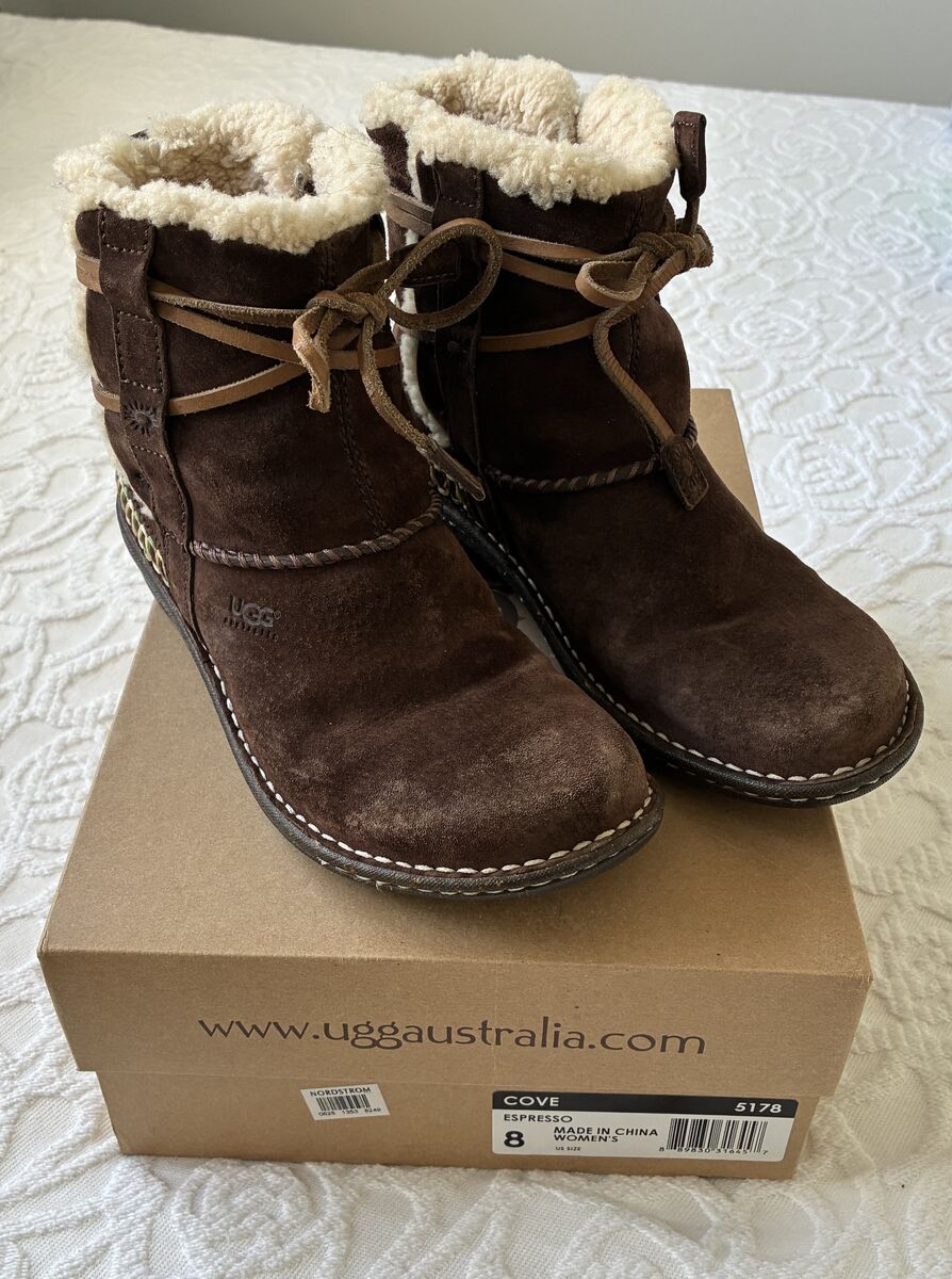 UGG 5178 Suede Shearling Sheepskin Lined Winter Snow Boots Women's 8 pre-owned