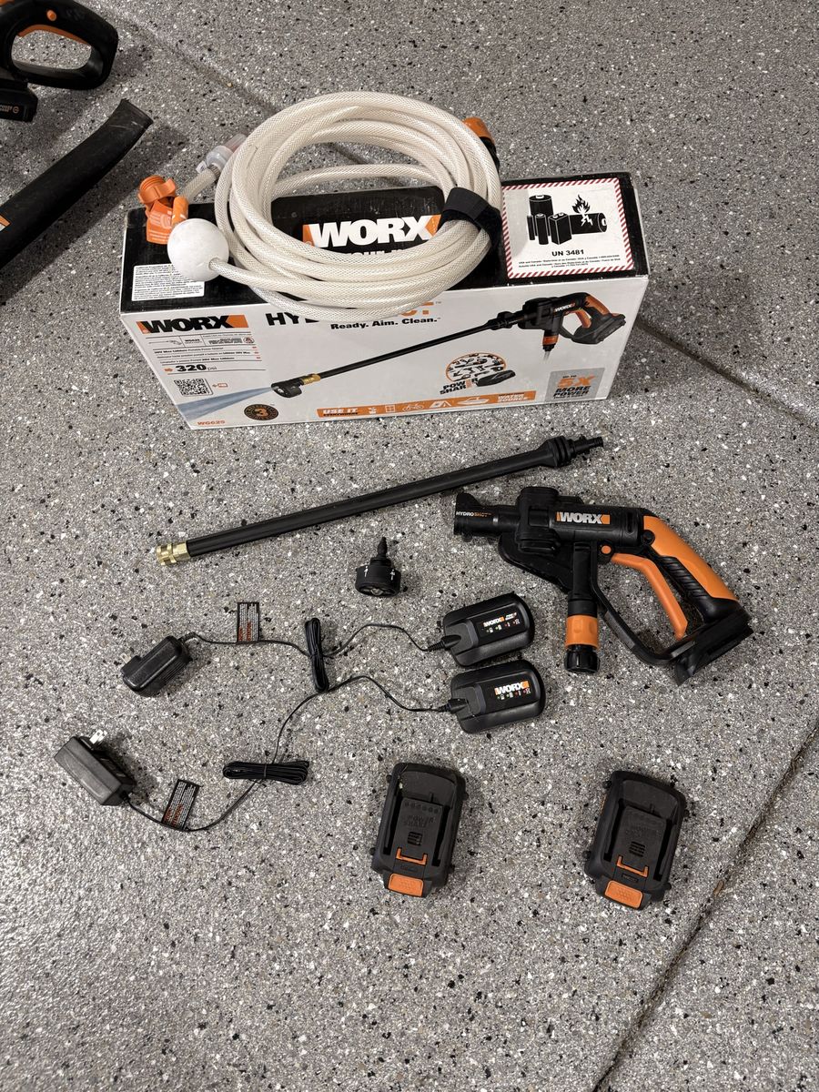 WORX WG625 Hydroshot 20V Cordless Portable Power Cleaner + 32V Blower + Trimmer/Edger combo kit