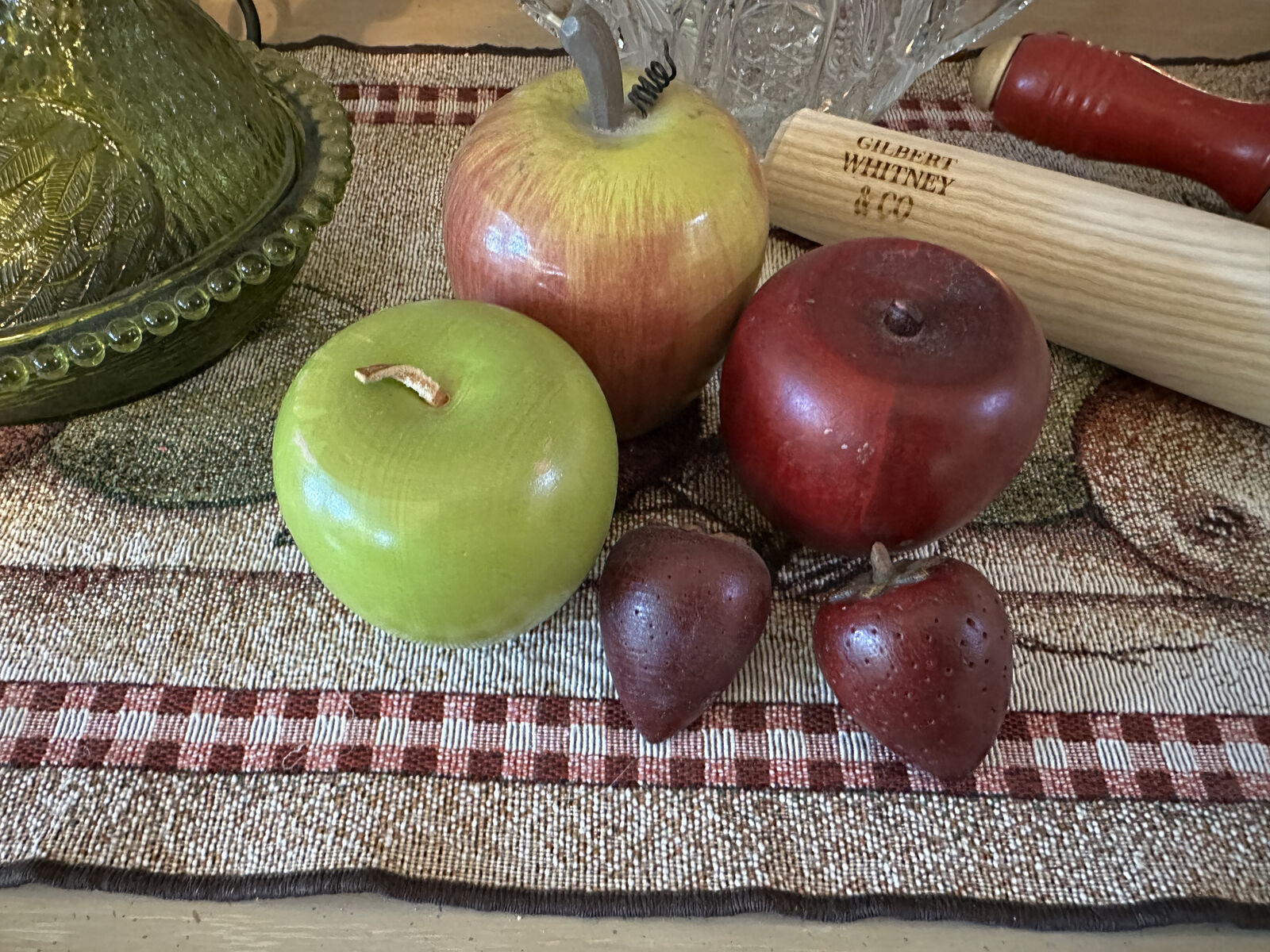 Basket of wooden apples/strawberries