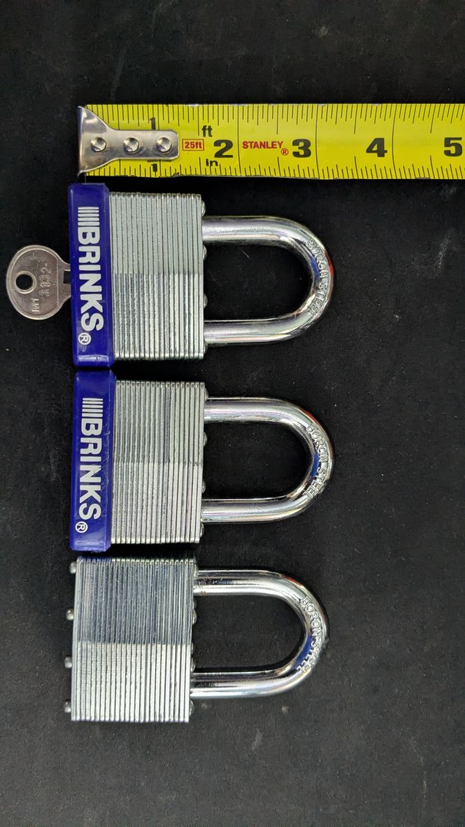 3 Brinks Steel Padlocks - 1 Key