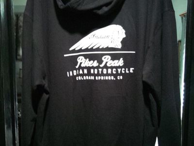 Indian Motorcycle Pikes Peak Colorado Zipper Hoodie Men's 3 XL & Hat