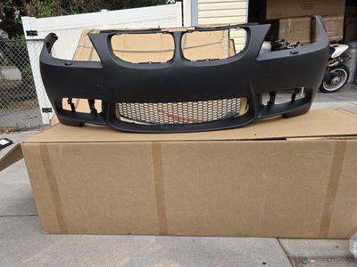 BMW E90 3-Series M-Sport Style Front Bumper (Unpainted) With Mesh Grille pieces 2009-2011