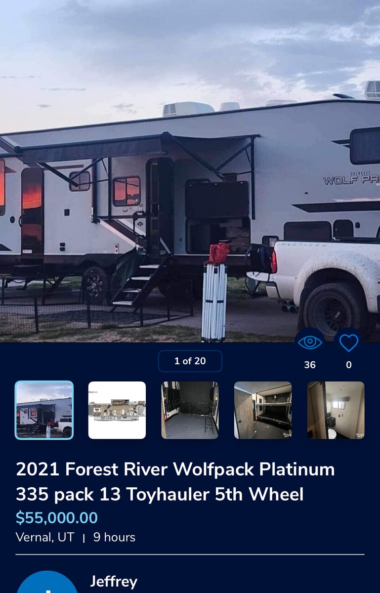 2021 Wolfpack Fifth Wheel Toyhauler w/13 Foot Gara