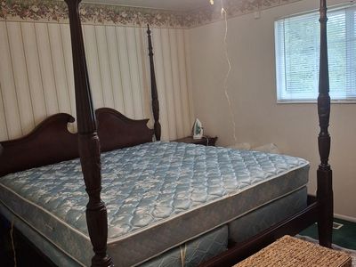 King size cherry wood bed& mattress & springs