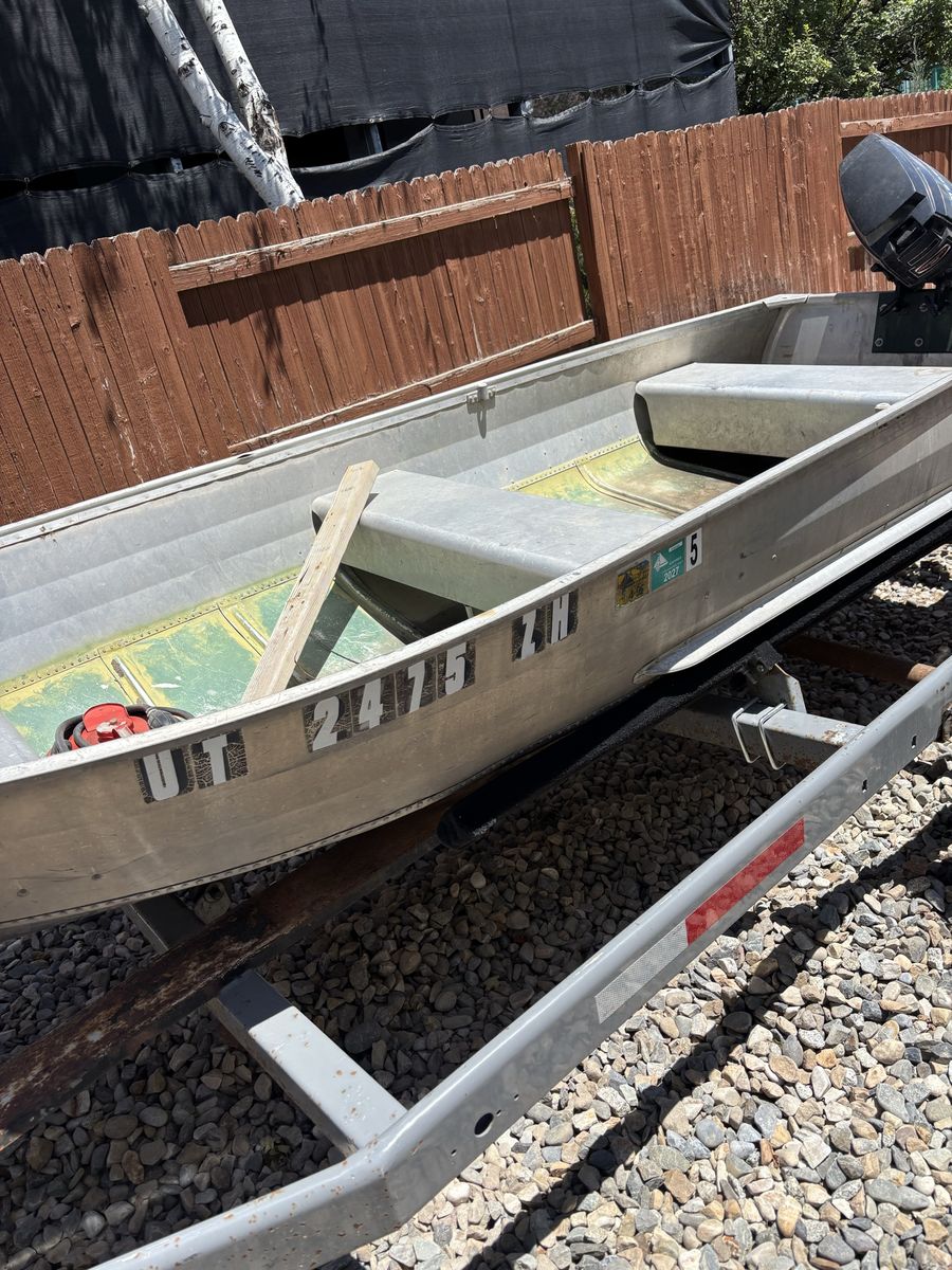 12' Aluminum Fishing Boat with Mercury 9.8 HP Outboard Motor & Refurbished Trailer