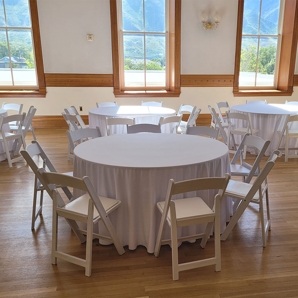 Chair Rental - White & Brown Resin Chairs for Rent