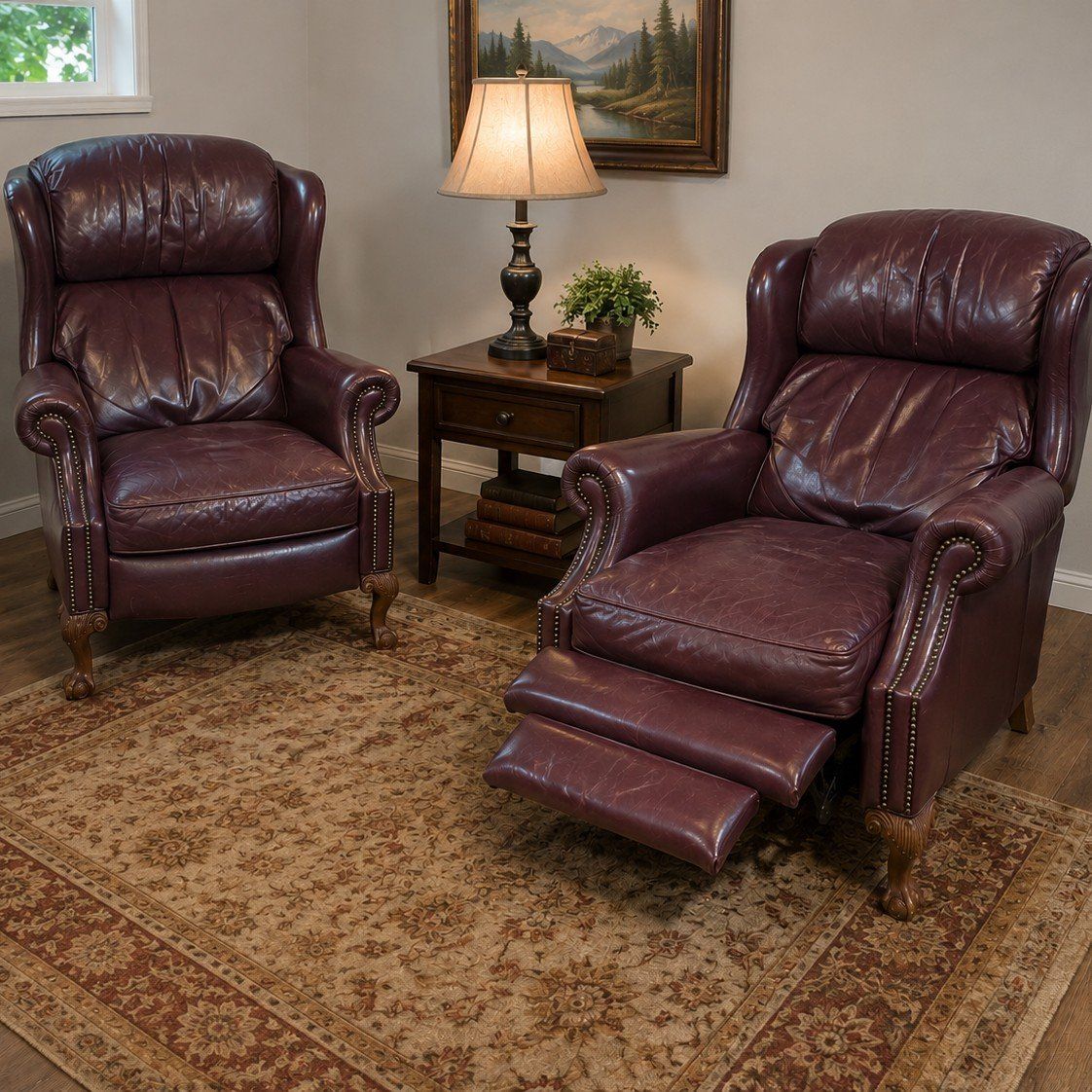 Pair of Bradington Young 4104 Chippendale Leather