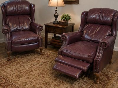 Pair of Bradington Young 4104 Chippendale Leather