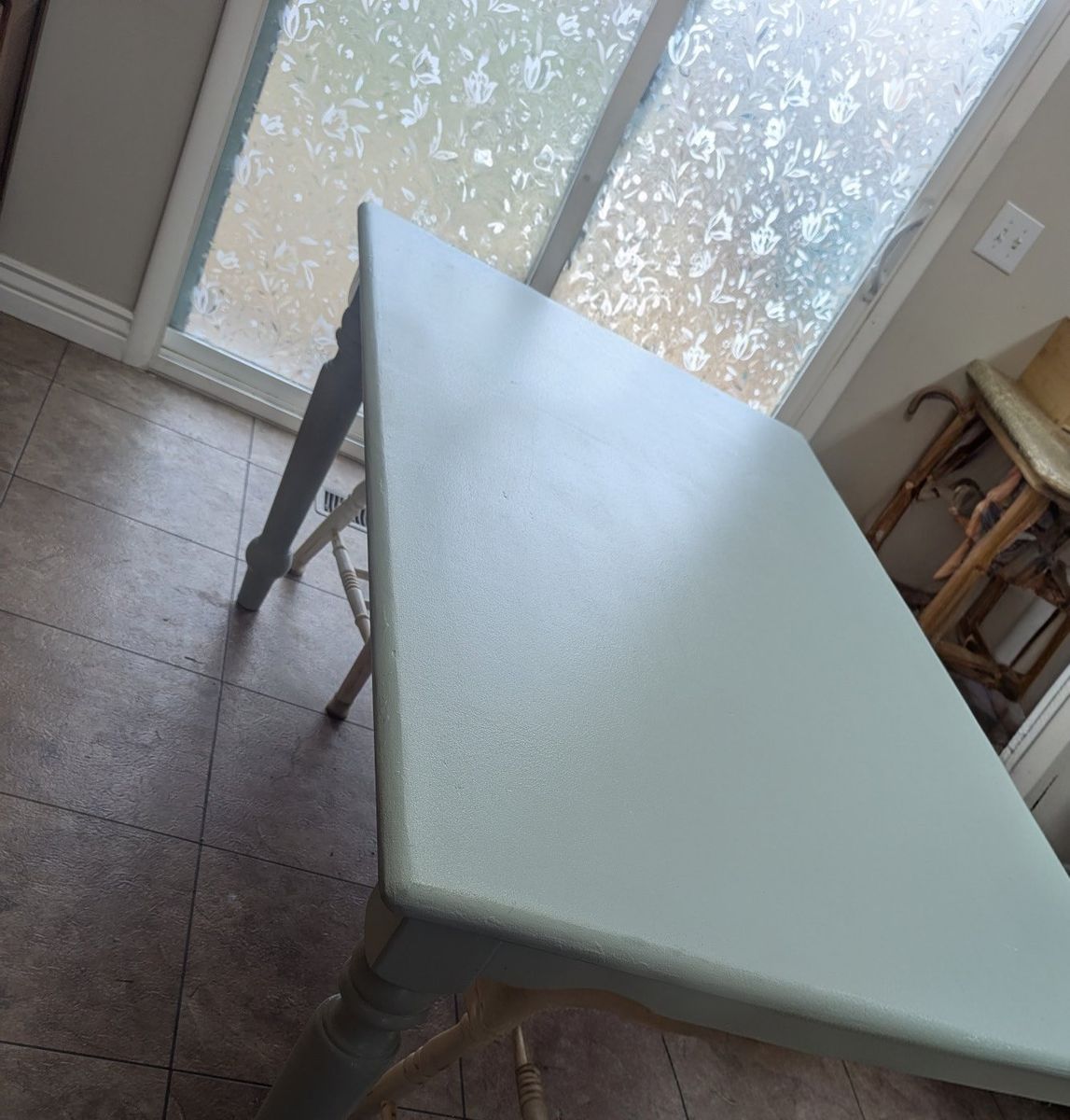 blue dining table w/ 3 chairs