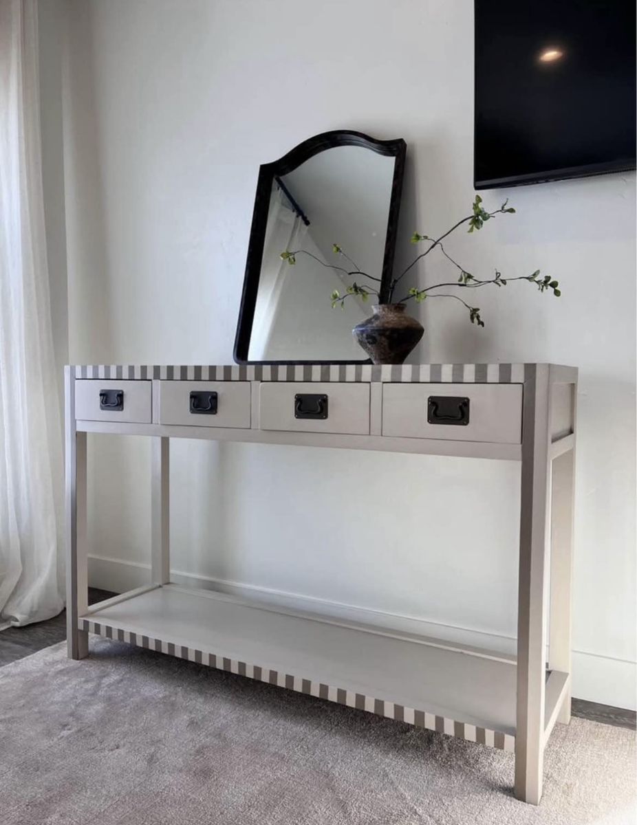 Refurbished Striped Entryway Console Table