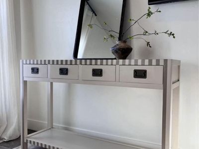 Refurbished Striped Entryway Console Table