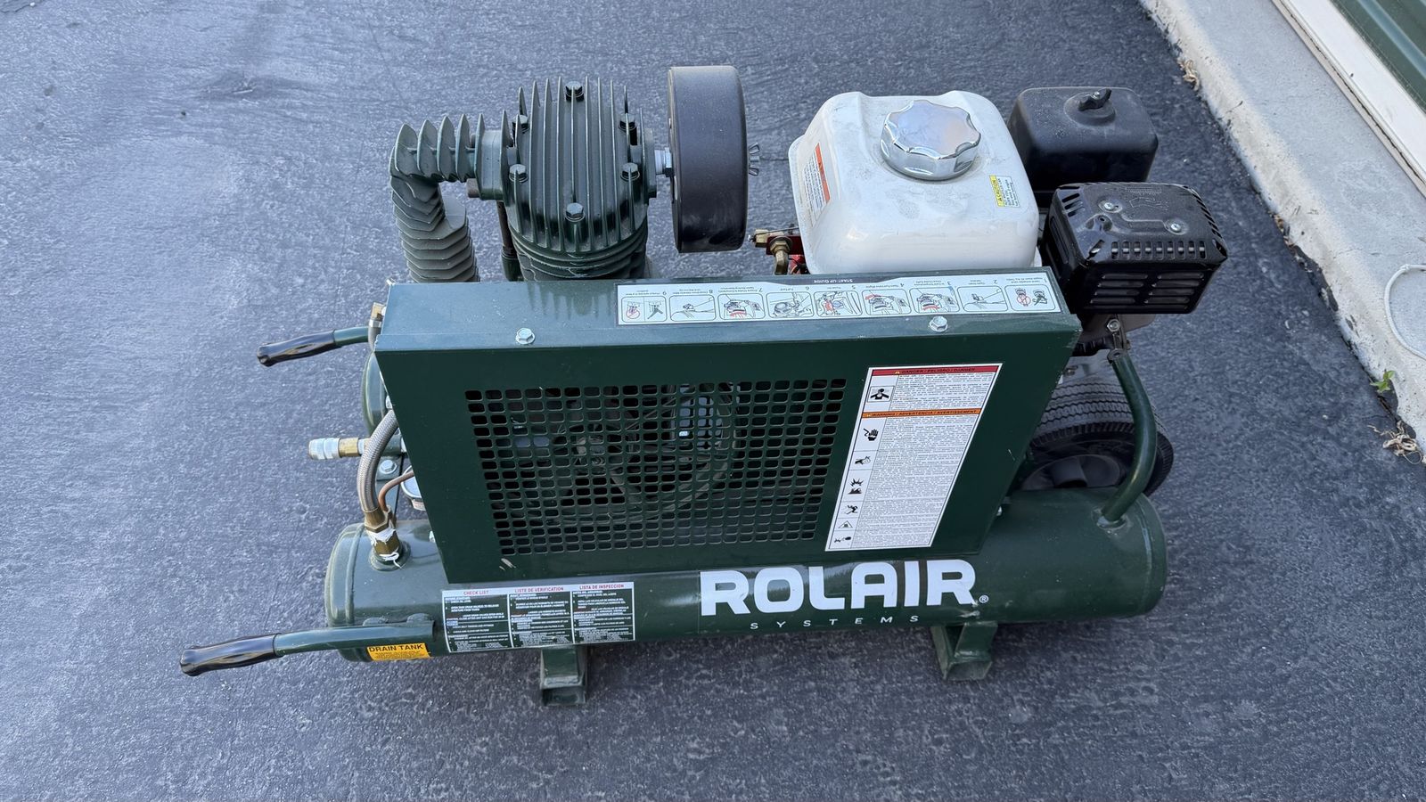 Rolair Systems Gas-Powered Air Compressor - Heavy-Duty, Portable