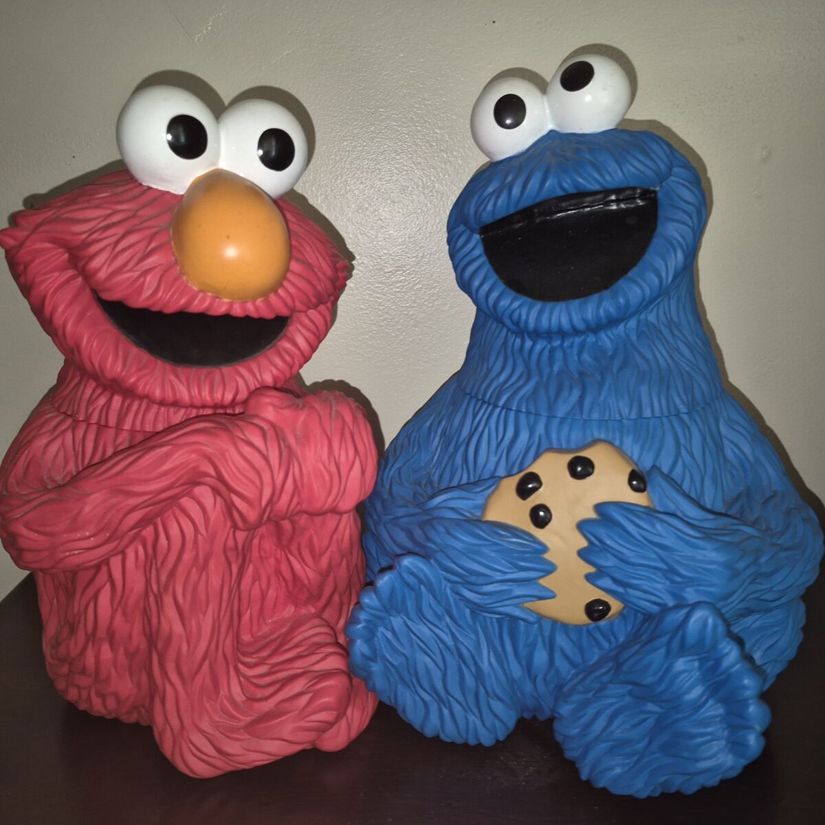 1997 Sesame Street Elmo Vinyl Cookie Monster Jars