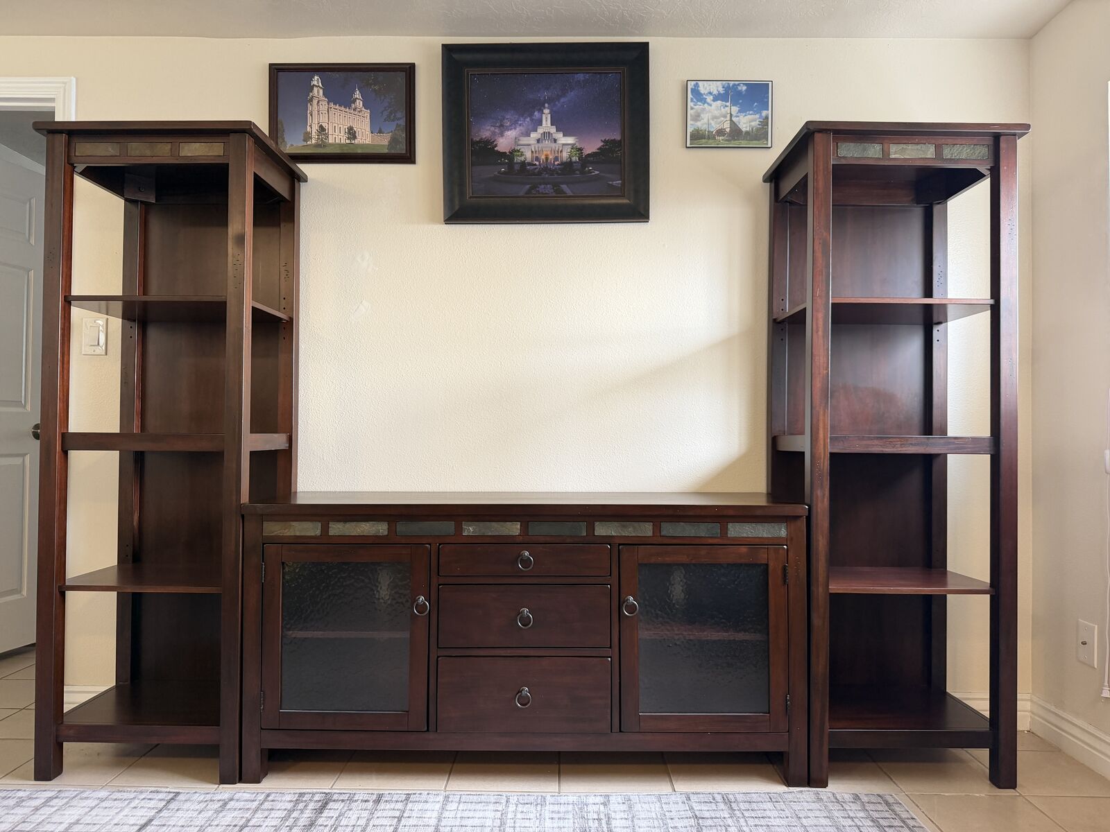 Santa Fe Rustic Dark Brown Entertainment Center – TV Stand + 2 Bookcases