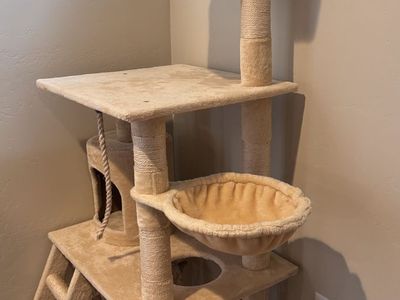 Cat Tree Condo Scratcher Tower with Hammock.