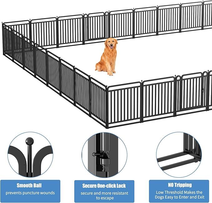 New Thickened Version Dog Playpen, 32 In. Foldable Metal Dog Dlaypen, with Doors (16 Panels)