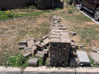 Interlocking Concrete Pavers & Edging Stones - Gray, Various Sizes, Bulk Lot for Landscaping
