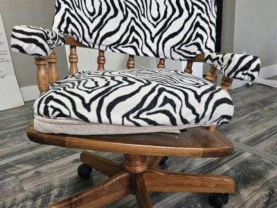 Broken Wooden Chair Swivel Zebra Print Cushion