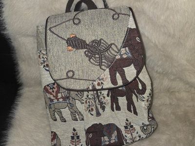 Boho Elephant & Horse Tapestry Drawstring Backpack - Unique Casual Bag