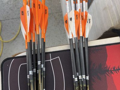 Easton Axis Long Range Arrows - Carbon, Orange/White Fletching