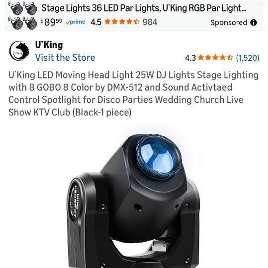 u king moving head party light