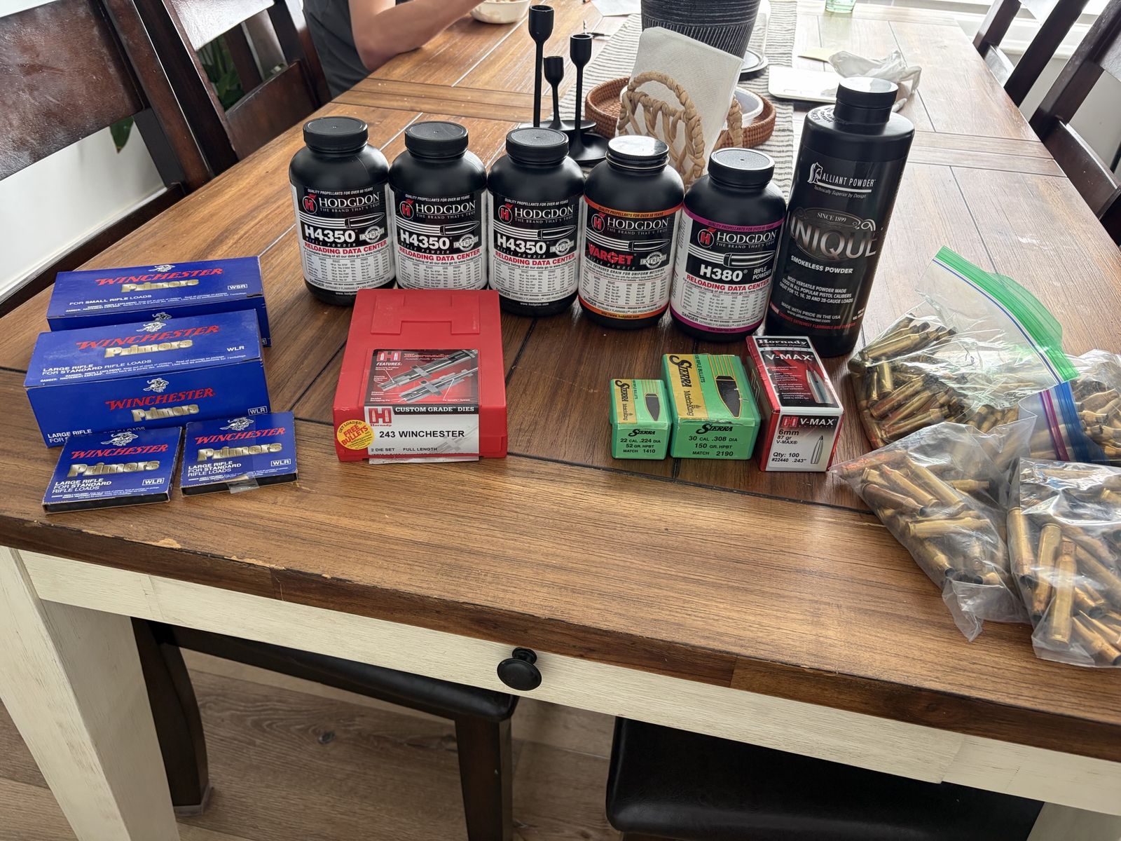 Reloading supplies -powder, primers, bullets, die, cases