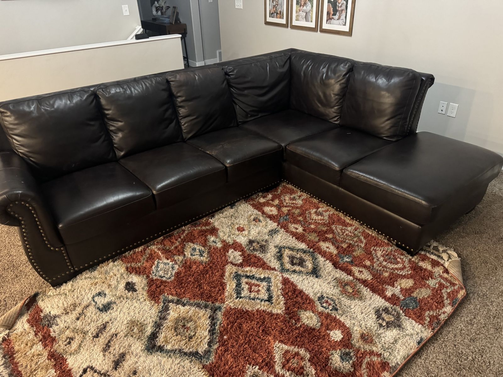Leather sectional couch