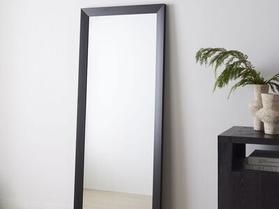 6' Tall West Elm Thick Frame Metal Floor Mirror Dark Bronze Black