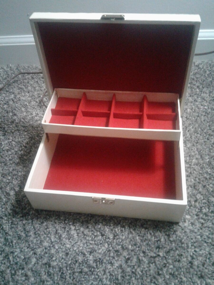 Vintage Leather, Velvet Fleur De Lis Jewelry Box